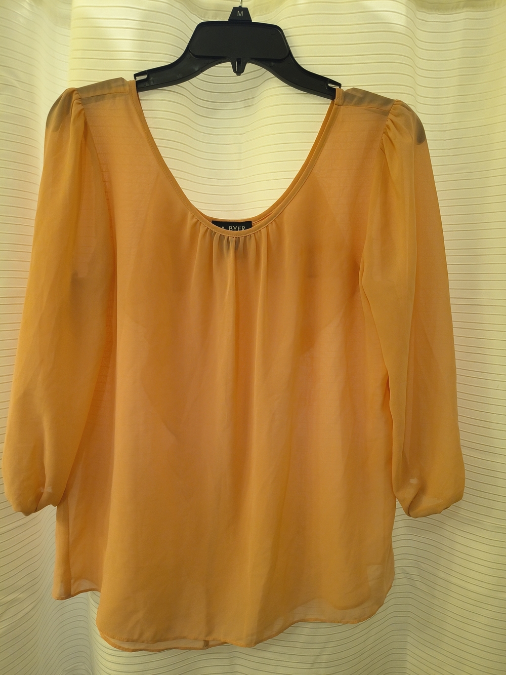 A. Byer Peach Scoop Neck Sheer Blouse